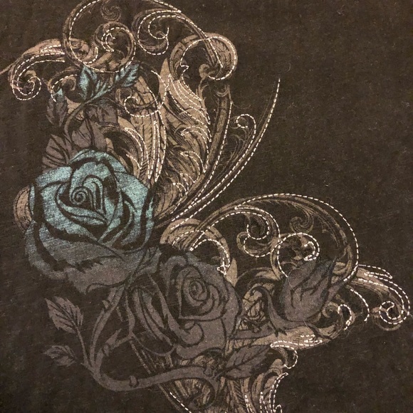 Harley Davidson plus size 3W black off shoulder willie G skull print top. - Picture 9 of 11